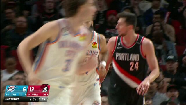 NBA常规赛：雷霆vs开拓者英文原声全场回放