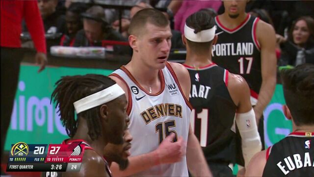 NBA常规赛：掘金vs开拓者第1节英文原声回放
