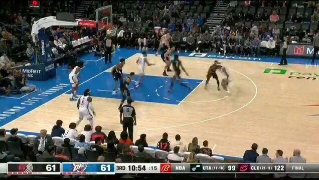 NBA常规赛：开拓者vs雷霆第3节中文解说回放