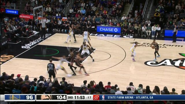 NBA常规赛：勇士vs老鹰第4节英文原声回放