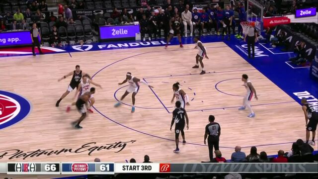 NBA常规赛：快船vs活塞第3节英文原声回放
