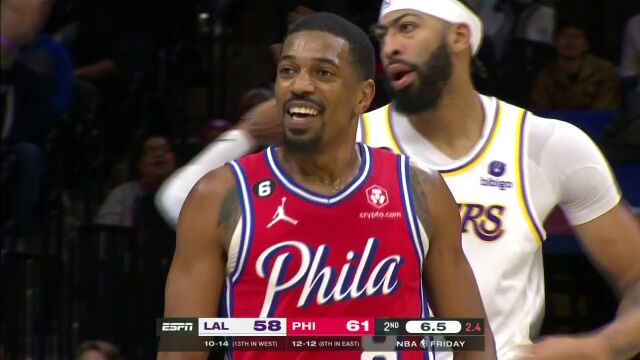 NBA常规赛：湖人vs费城第2节英文原声回放