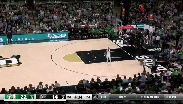 NBA常规赛：凯尔特人vs马刺第1节中文解说回放