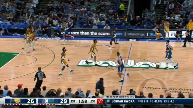 NBA常规赛：步行者vs独行侠第1节英文原声回放