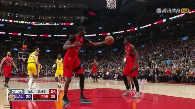 NBA常规赛：湖人vs猛龙第1节英文原声回放