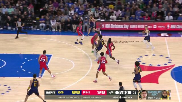 抓住机会不放手！勇士一波7-0缩小分差打停费城