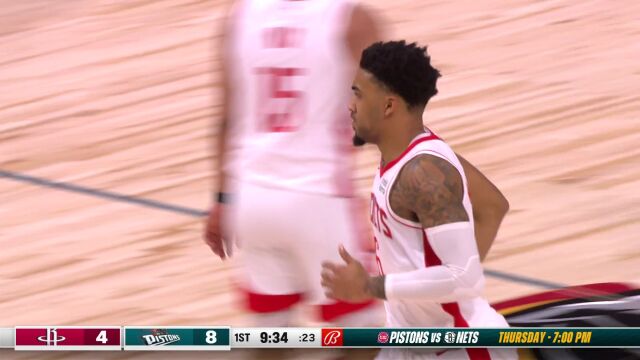 火箭vs活塞精华回放 小马丁神奇2+2率队逆转活塞