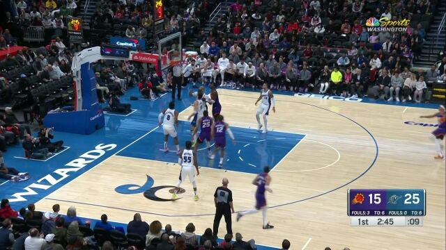 NBA常规赛：太阳vs奇才第1节英文原声回放