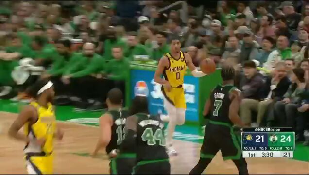 NBA常规赛：步行者vs凯尔特人第1节英文原声回放