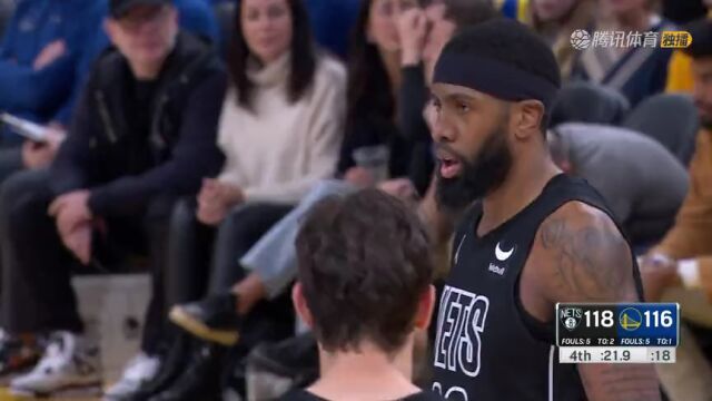 NBA常规赛：篮网vs勇士第4节英文原声回放
