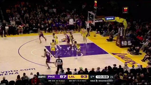 NBA常规赛：太阳vs湖人第4节中文解说回放