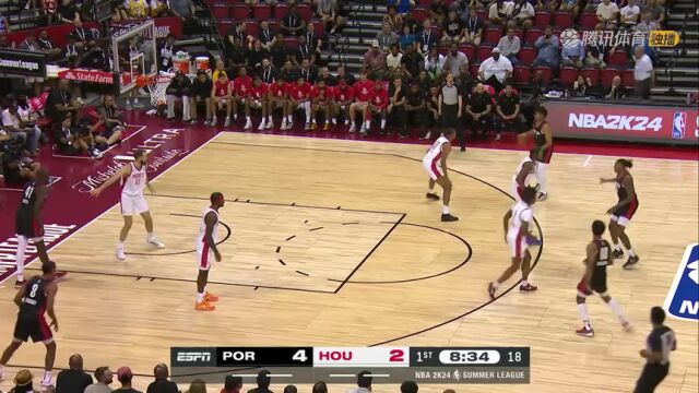 NBA夏季联赛：开拓者vs火箭 第1节英文解说回放