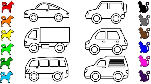 趣味简笔画:画大卡车 小轿车