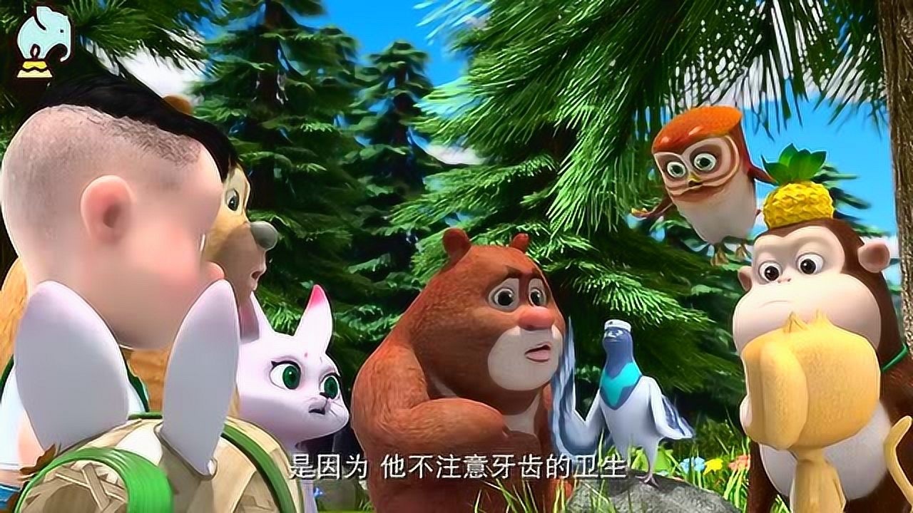 熊出没光头强等人把鸽子医生叫来给熊大看蛀牙