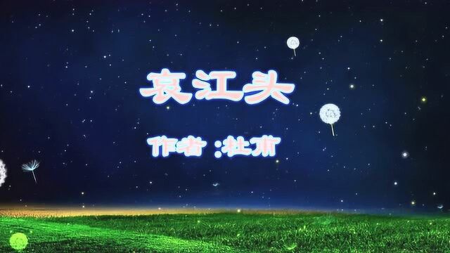 《哀江头》杜甫 宋词三百首“少陵野老吞声哭 春日潜行曲江曲”