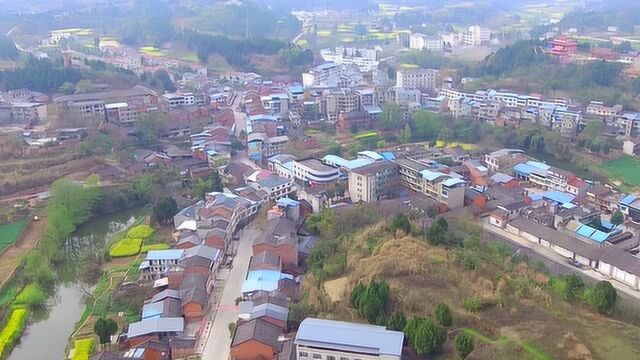 四川绵阳市游仙区刘家镇航拍:地势北高南低、山水相依、错落有致