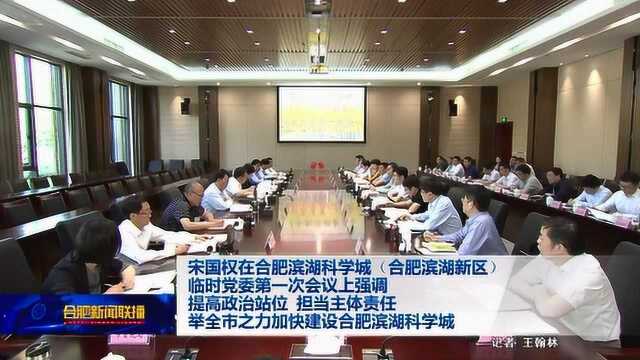 担当主体责任 举全市之力加快建设合肥滨湖科学城