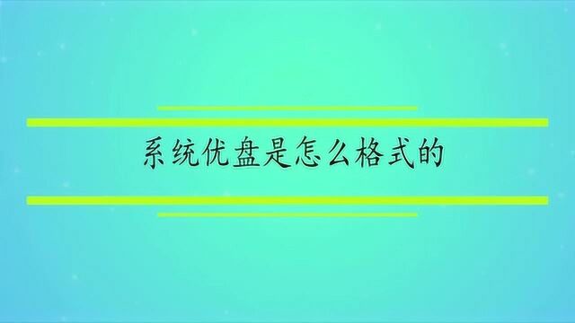 系统优盘是怎么格式