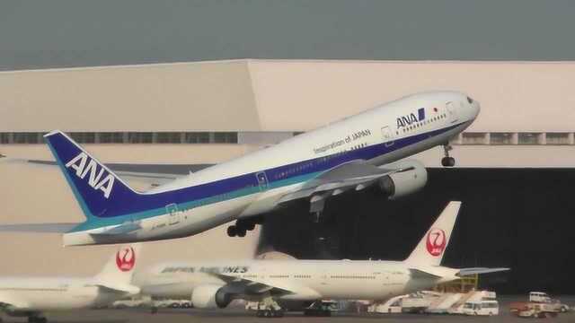 ANA航空波音787客机羽田机场起飞,一座独特的海边机场