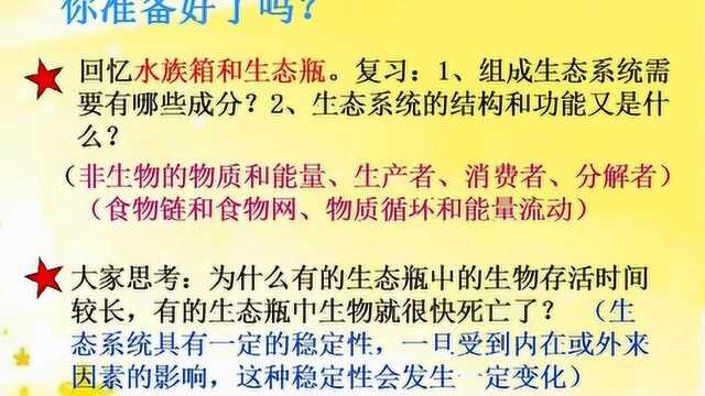 1.生态系统的稳定性——复习思考与导入