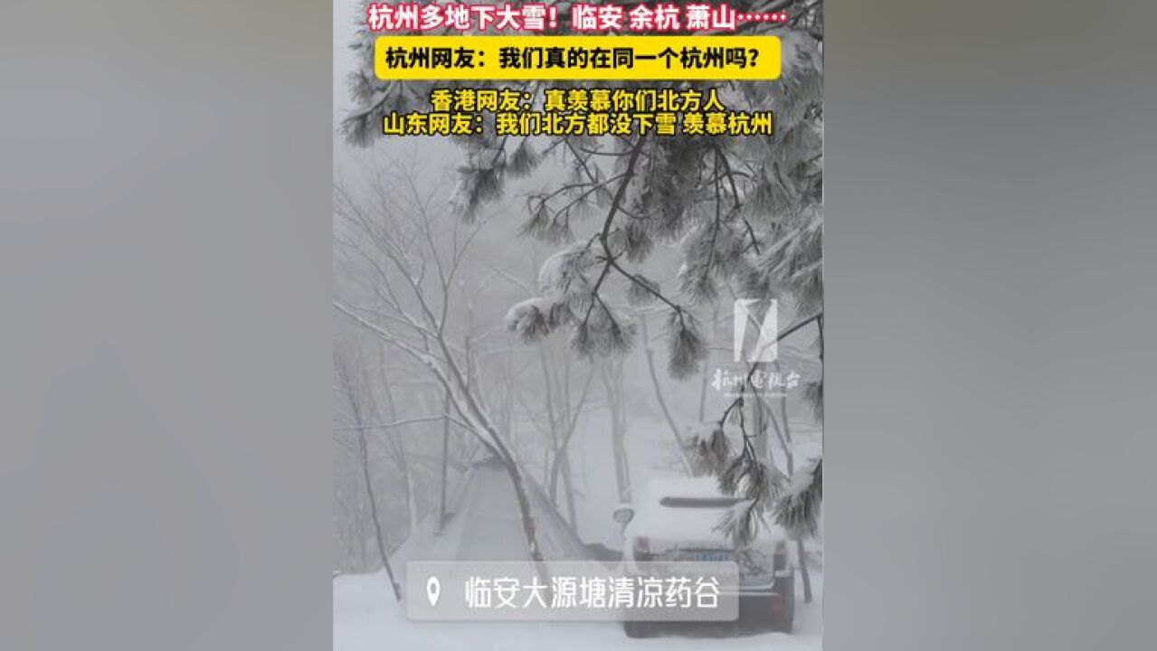 杭州多地下大雪!临安、余杭、萧山 ……杭州网友:我们真的在同一个杭州吗?香港网友:真羡慕你们北方人!山东网友:我们北方都没下雪,羡慕杭州!