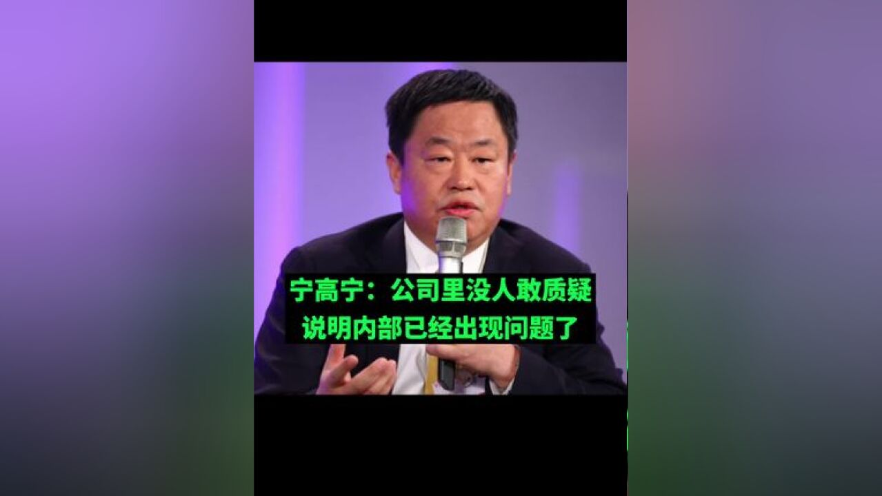 宁高宁:公司里没人敢质疑说明内部已经出现问题了