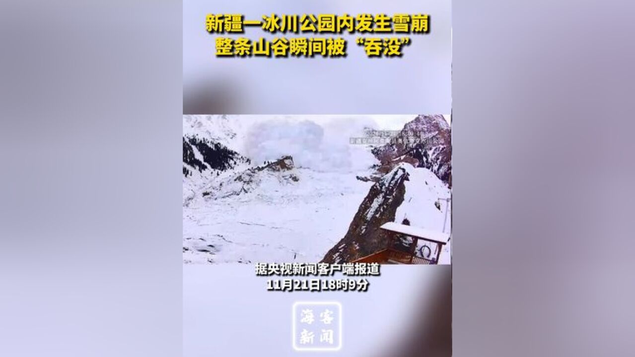 新疆一冰川公园内发生雪崩 整条山谷瞬间被“吞没”