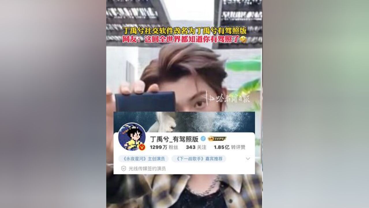 丁禹兮社交软件改名为丁禹兮有驾照版,网友:这回全世界都知道你有驾照了