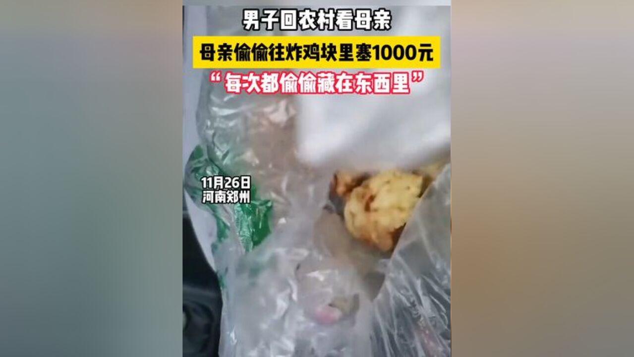 男子回农村看望母亲,返程时,六旬母亲偷偷往炸鸡块里塞钱 ,“说了不要,她每次都会偷偷塞,15年了年年如此”