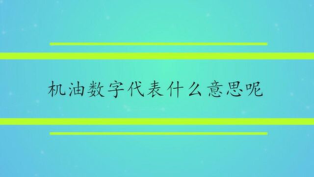 机油数字代表什么意思呢