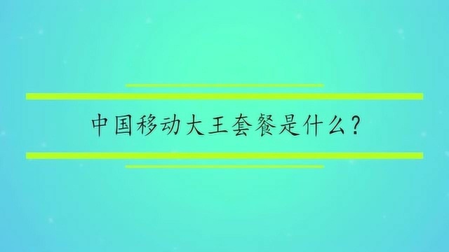 中国移动大王套餐是什么?