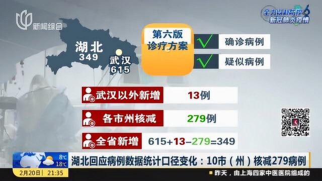 湖北回应病例数据统计口径变化:10市(州)核减279病例