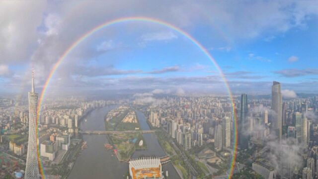 怎么能这么好看!广州天空现完整彩虹圆环,“霸屏”朋友圈