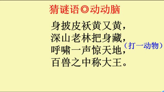 猜谜语:身披皮袄黄又黄,深山老林把身藏,呼啸一声惊天地