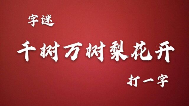 字谜:千树万树梨花开,打一字