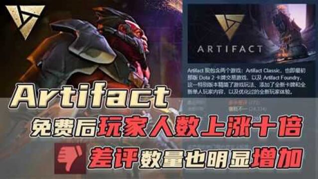 《Artifact》免费后玩家人数上涨十倍,差评数量也明显增加