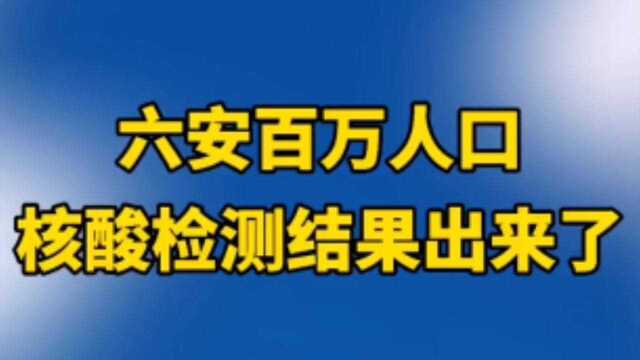 #六安百万人口核酸检测结果出来了