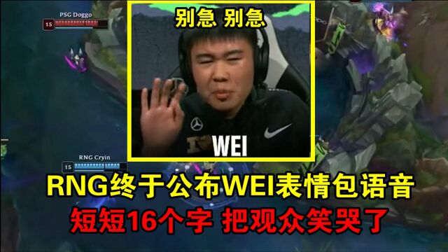 破案了!RNG终于公布WEI表情包语音,只有短短16个字,把观众笑喷了