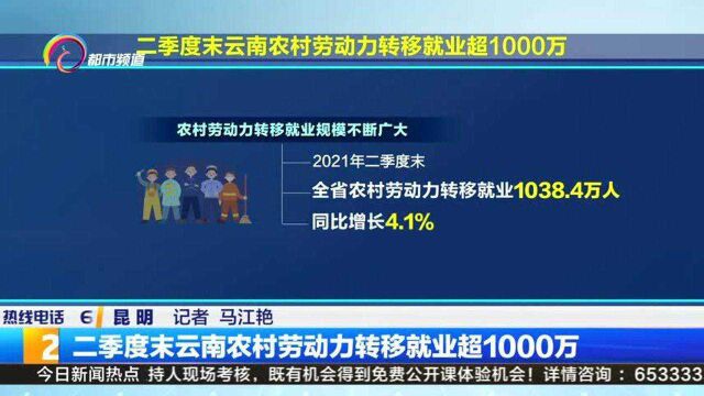 二季度末云南农村劳动力转移就业超1000万