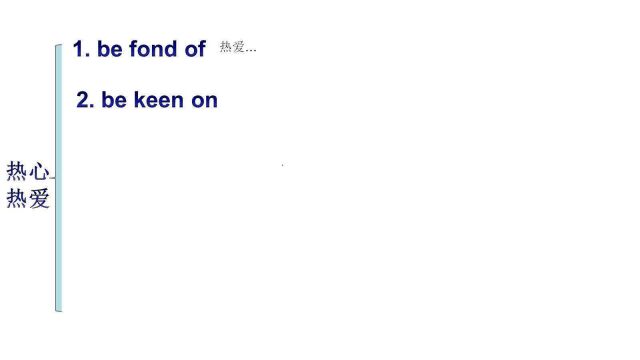 王衡老师《初中英语词组大全》热心热爱be fond ofbe keen on