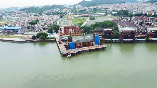 航拍容桂集资28亿计划建设顺兴大桥为何停止施工