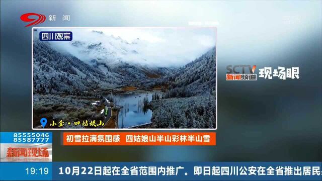 初雪拉满氛围感 四姑娘山半山彩林半山雪 宛如童话世界!