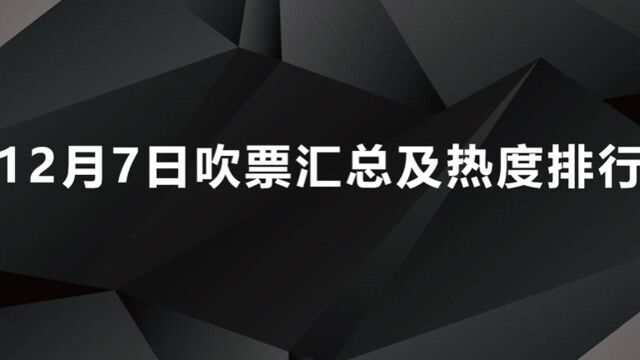 12月7日吹票汇总及热度排行