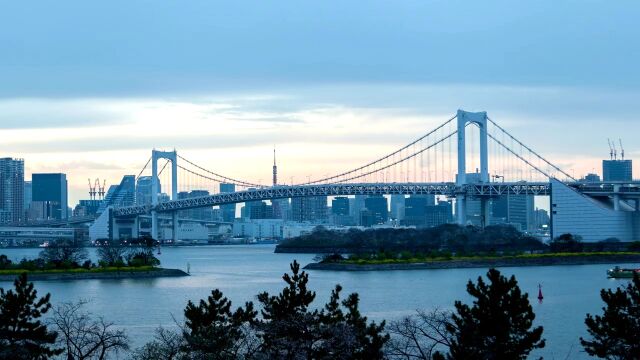 日本彩虹桥日夜交替实景拍摄