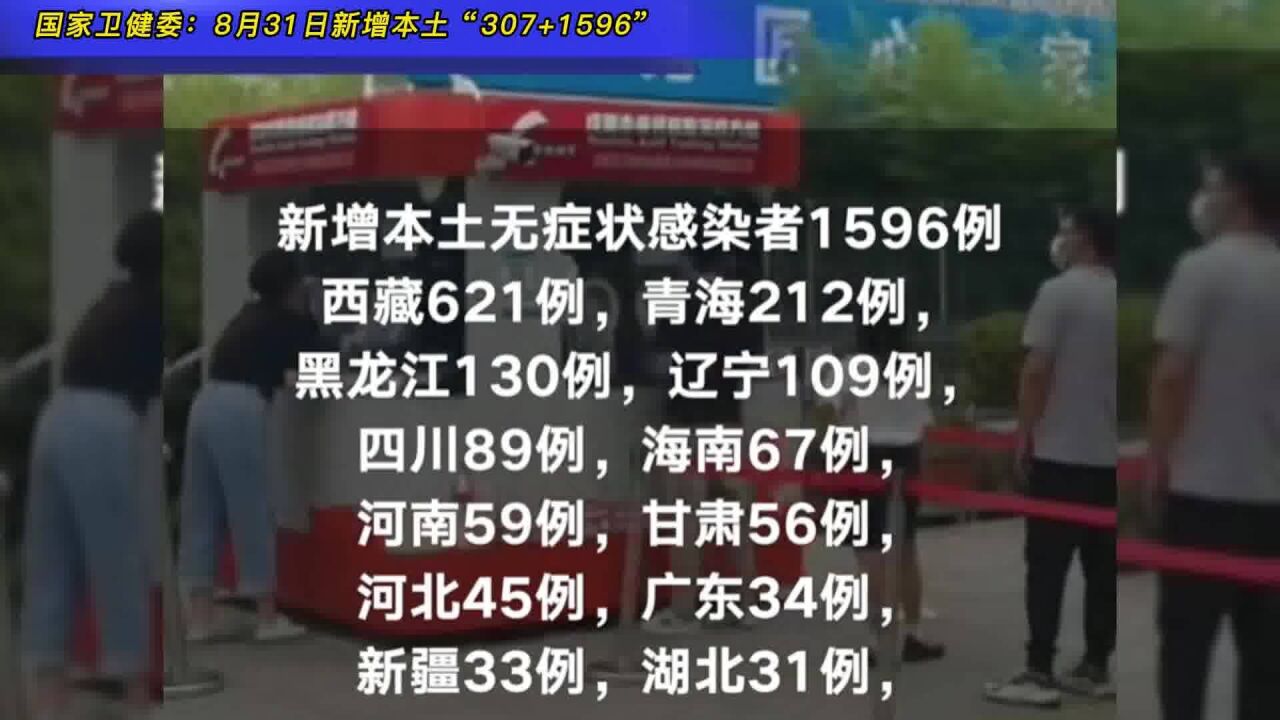 国家卫健委:8月31日新增本土“307+1596”