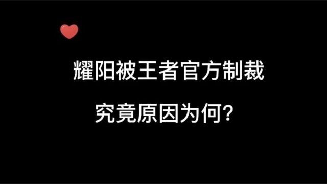 耀阳被王者官网制裁,究竟原因为何?