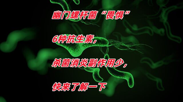 幽门螺杆菌“畏惧”6种抗生素