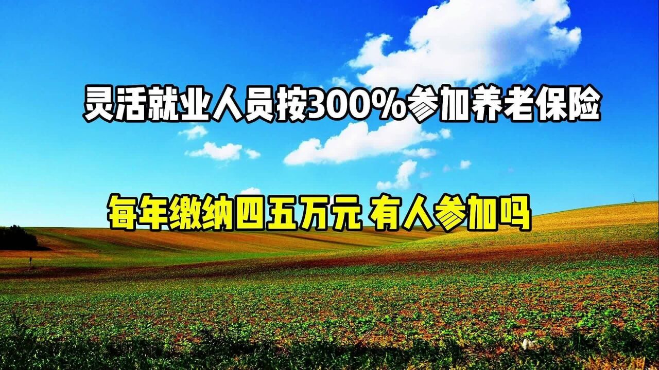 灵活就业按300%参加养老保险,每年缴纳四五万元,会有人参加吗?