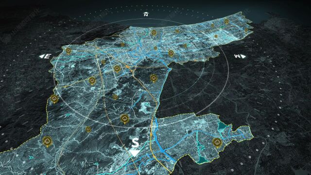 【山海鲸可视化模板】浙江省湖州市吴兴区3D地图写实风三维地图