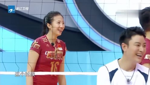 来吧冠军：惠若琪小看贾乃亮，结果一个发球直接傻了，这么厉害